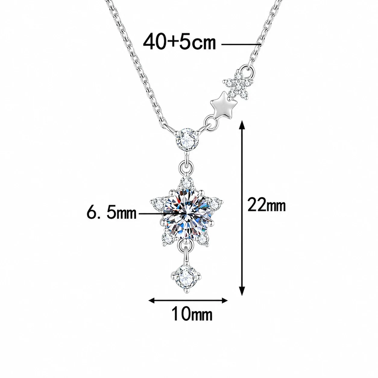 Celestial 925 Sterling Silver Starburst Drop Necklace - Carat Moissanite
