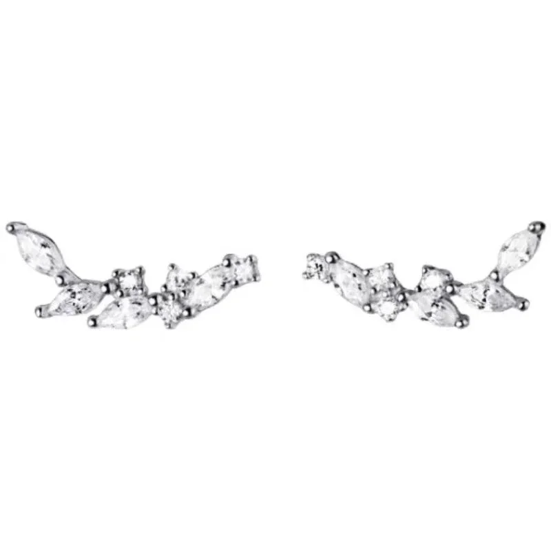 Botanical 925 Sterling Silver Marquise Stone Stud Earrings