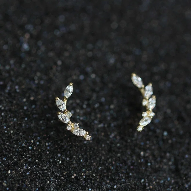 Botanical 925 Sterling Silver Marquise Stone Stud Earrings