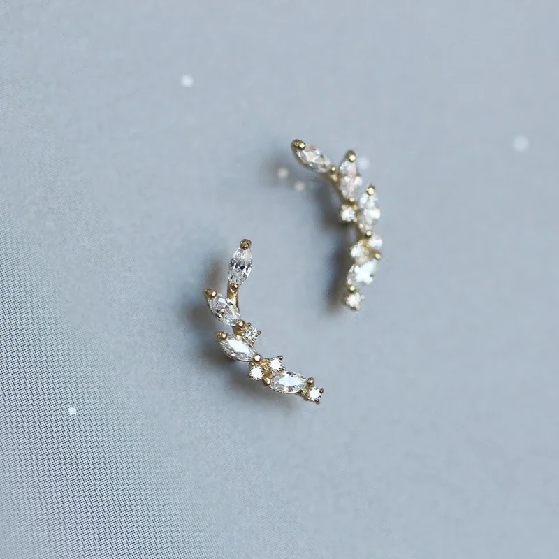 Botanical 925 Sterling Silver Marquise Stone Stud Earrings