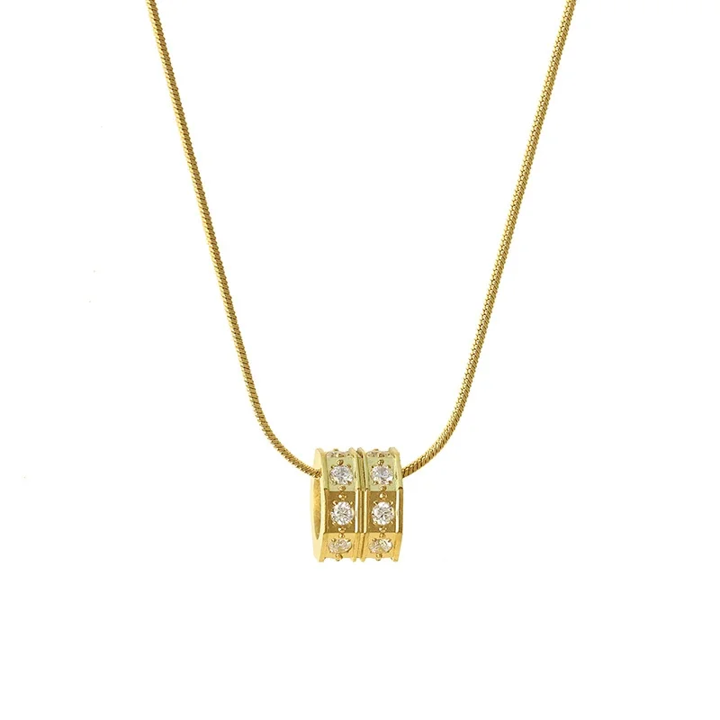 Elegant Crystal Barrel Stainless Steel Snake Necklace