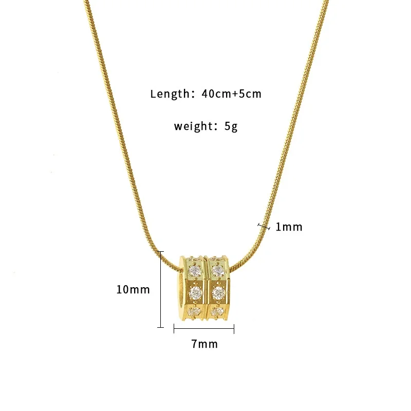 Elegant Crystal Barrel Stainless Steel Snake Necklace - Gold