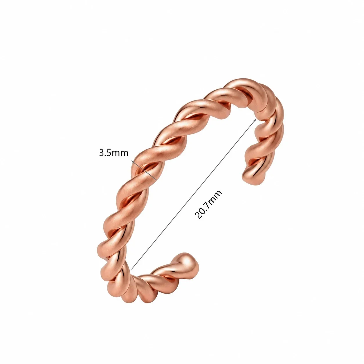 Twisted Copper Open Cuff and Ring Jewelry Set - Ring · Copper