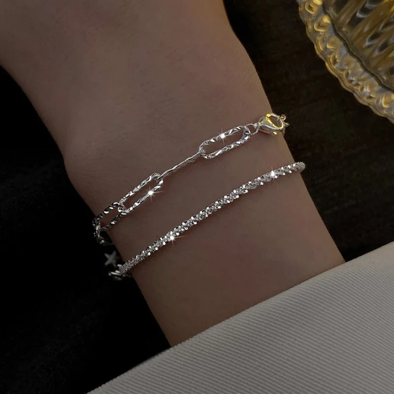 Textured Rectangular-Link 925 Sterling Silver Bracelet