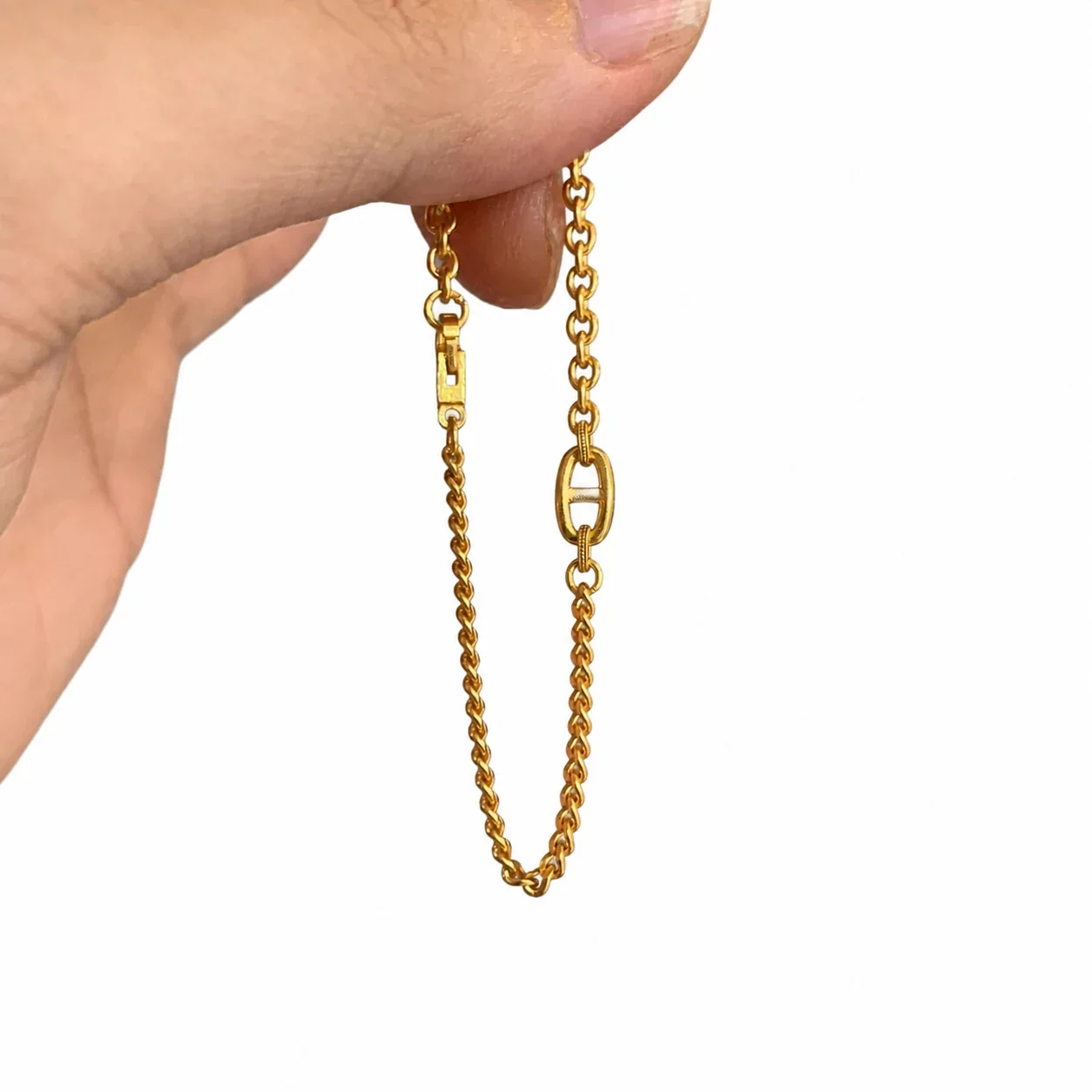 Refined Gold-Plated Copper Oval Link Curb Chain Bracelet
