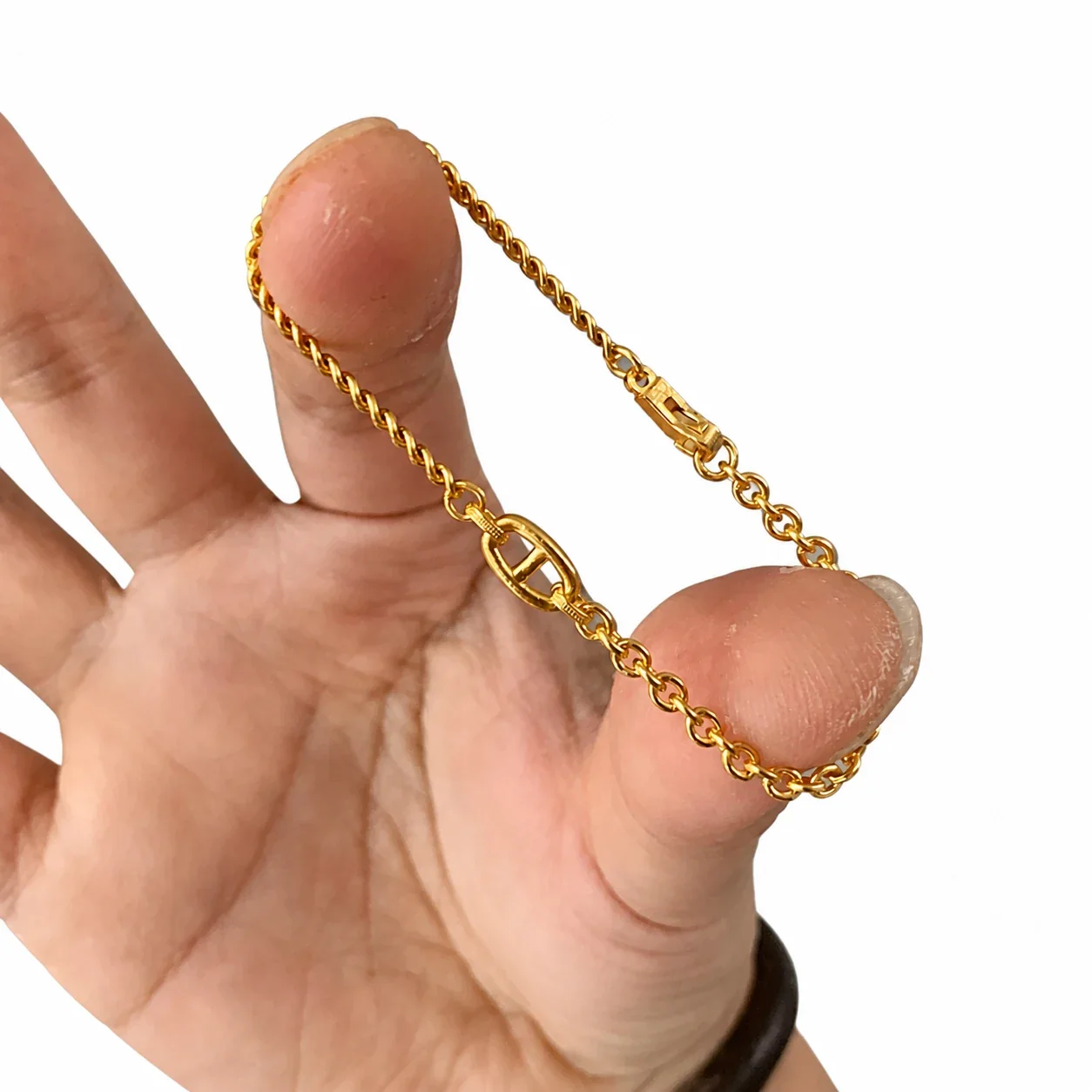 Refined Gold-Plated Copper Oval Link Curb Chain Bracelet