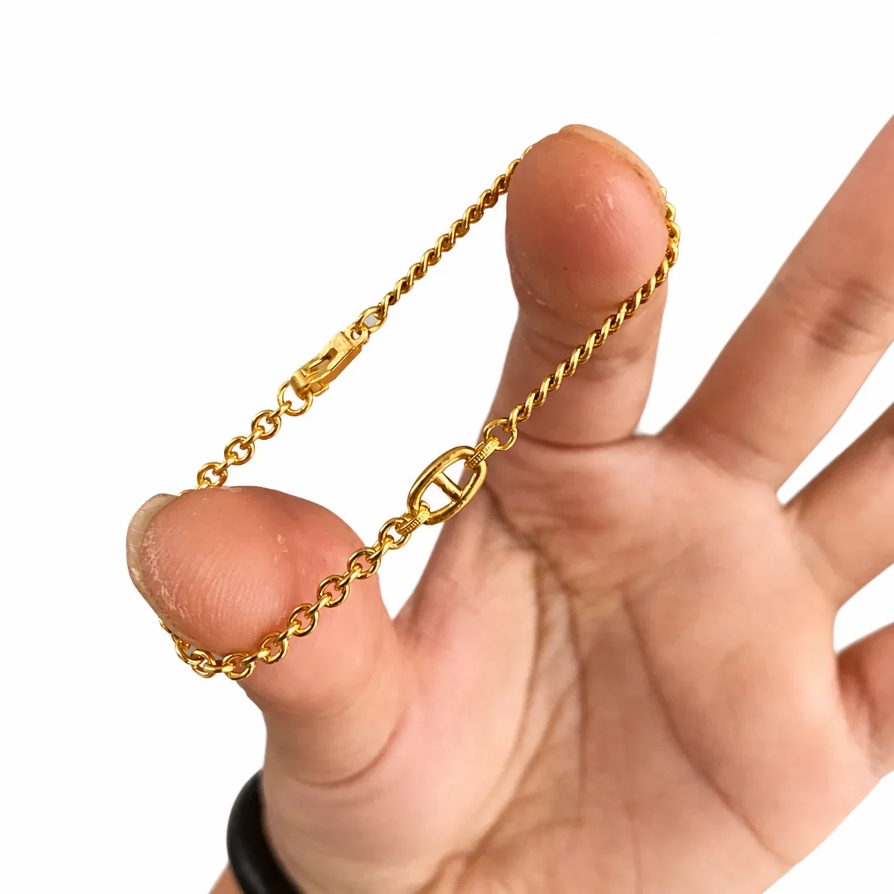 Refined Gold-Plated Copper Oval Link Curb Chain Bracelet