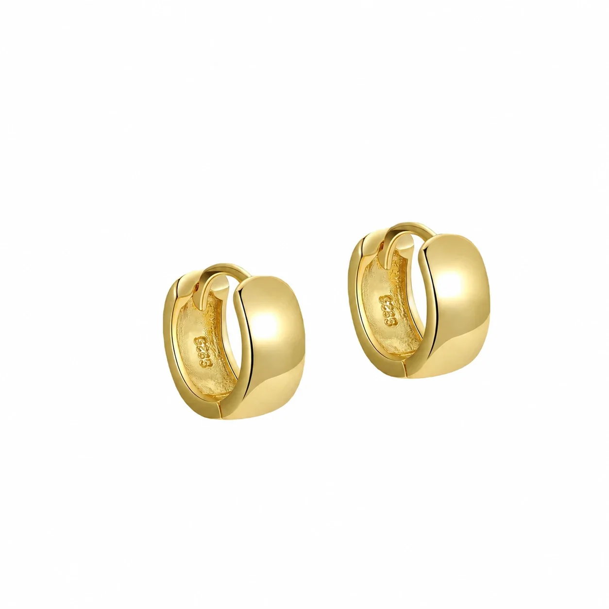Sculptural 925 Sterling Silver Wide Huggie Hoop Earrings