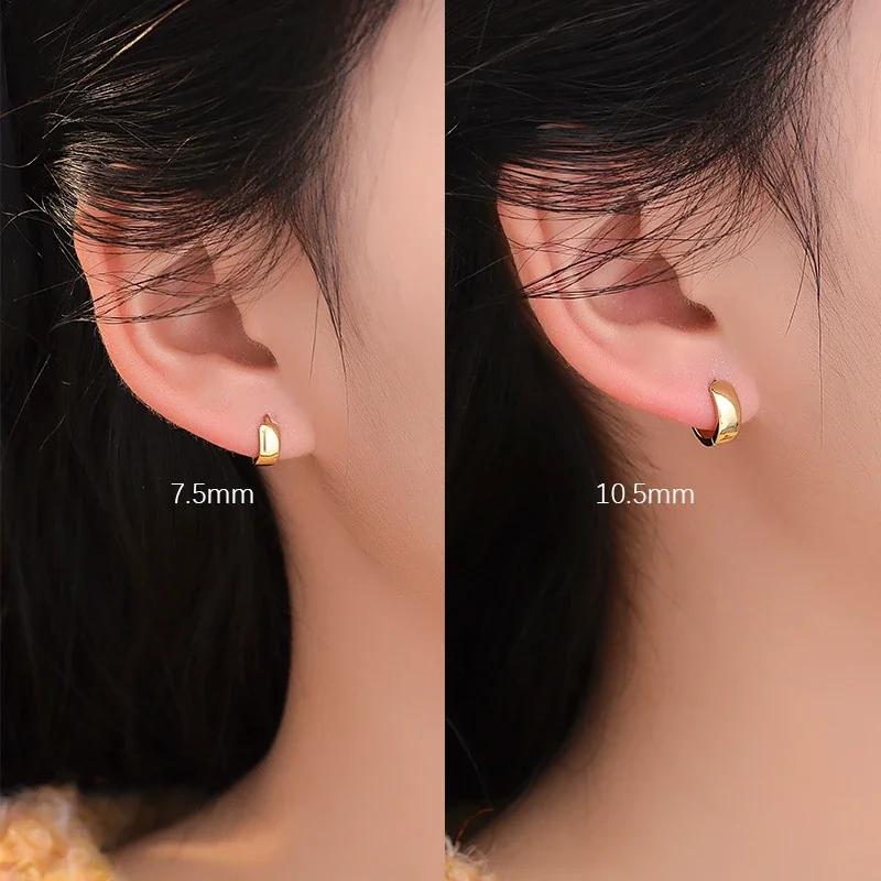 Sculptural 925 Sterling Silver Wide Huggie Hoop Earrings