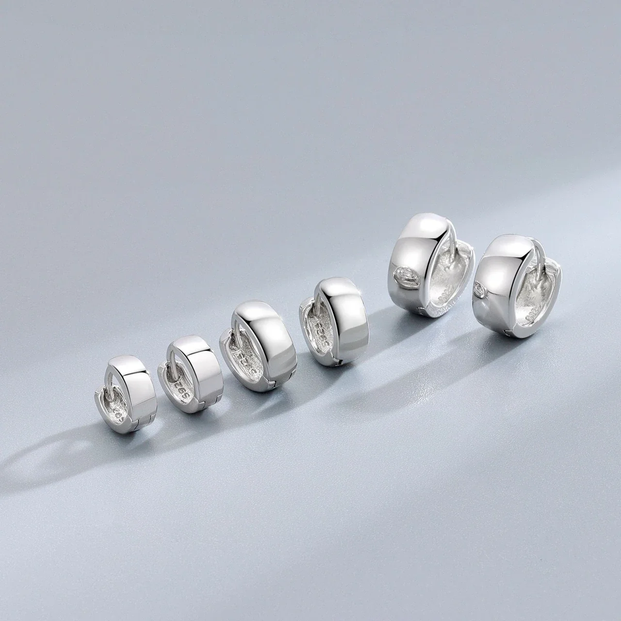 Sculptural 925 Sterling Silver Wide Huggie Hoop Earrings