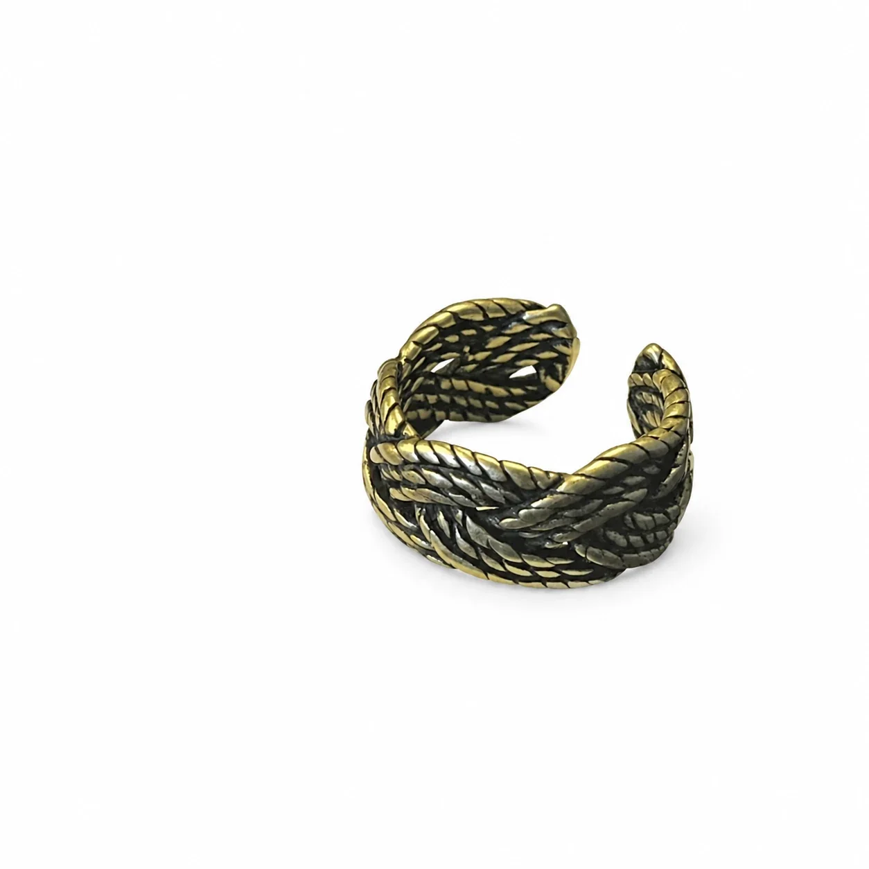 Antiqued Interwoven Braided Copper Open-Band Ring