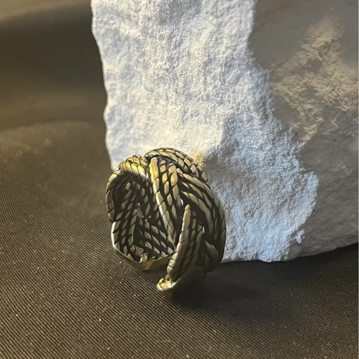 Antiqued Interwoven Braided Copper Open-Band Ring