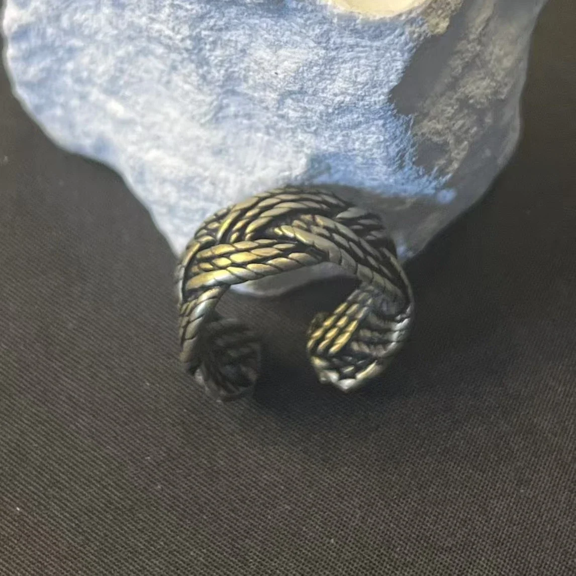 Antiqued Interwoven Braided Copper Open-Band Ring