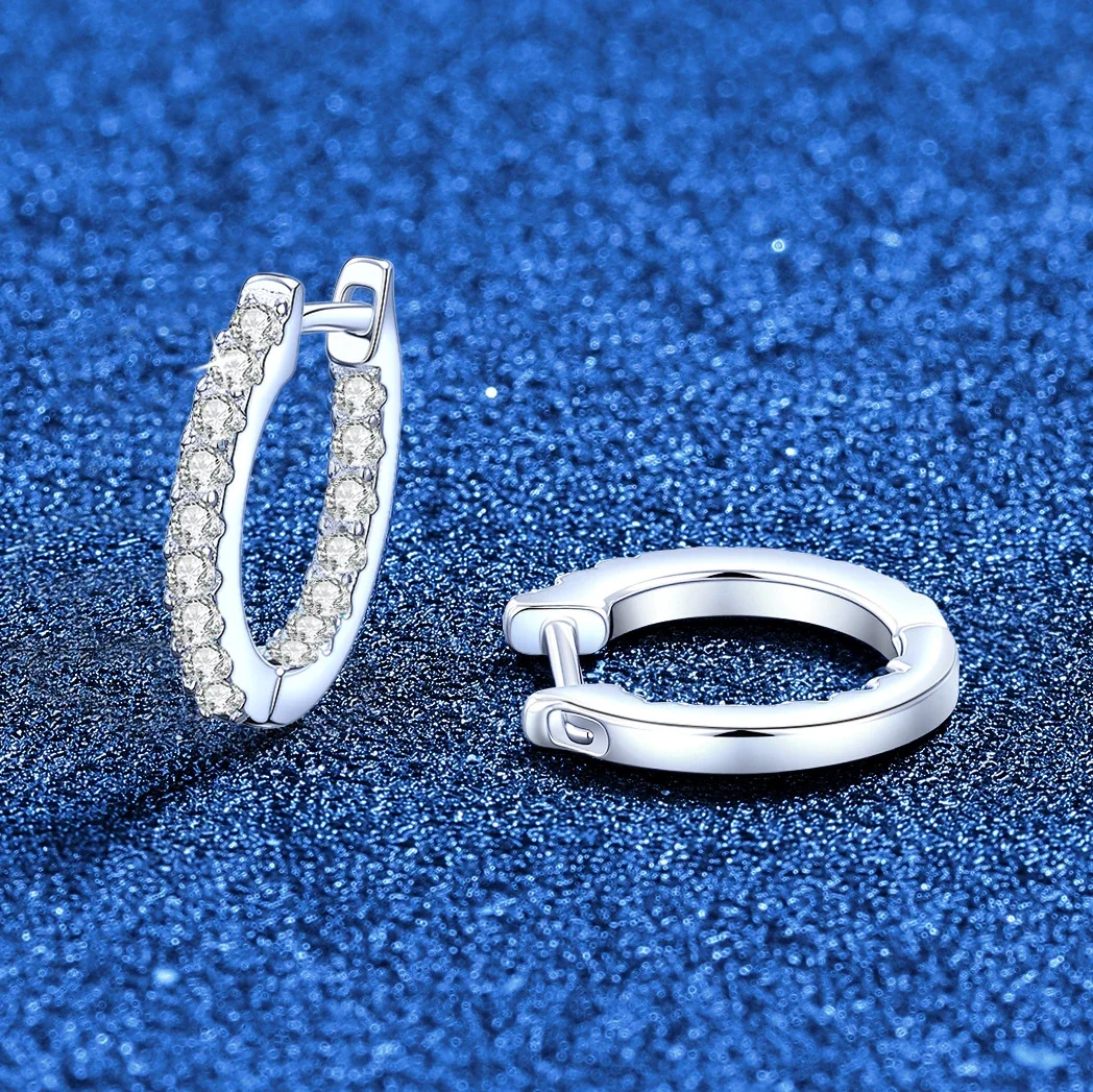 Radiant U-Shape 925 Sterling Silver Prong-Set Hoop Earrings
