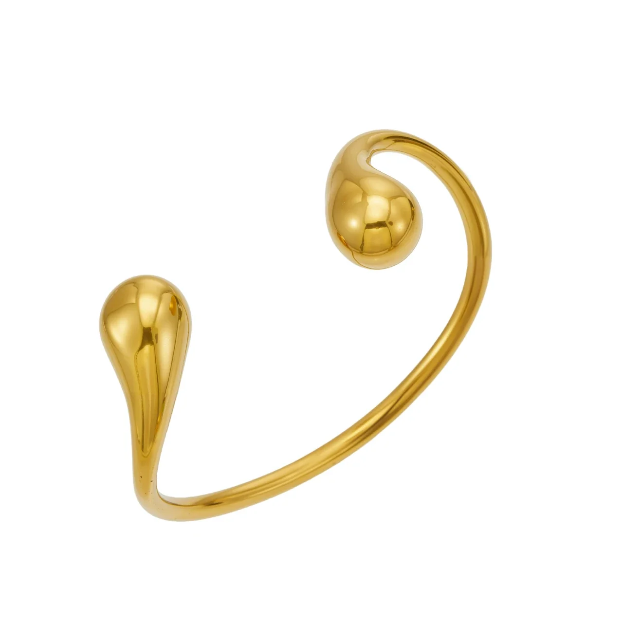 Sculptural Teardrop Gold PVD Stainless Steel Bangle