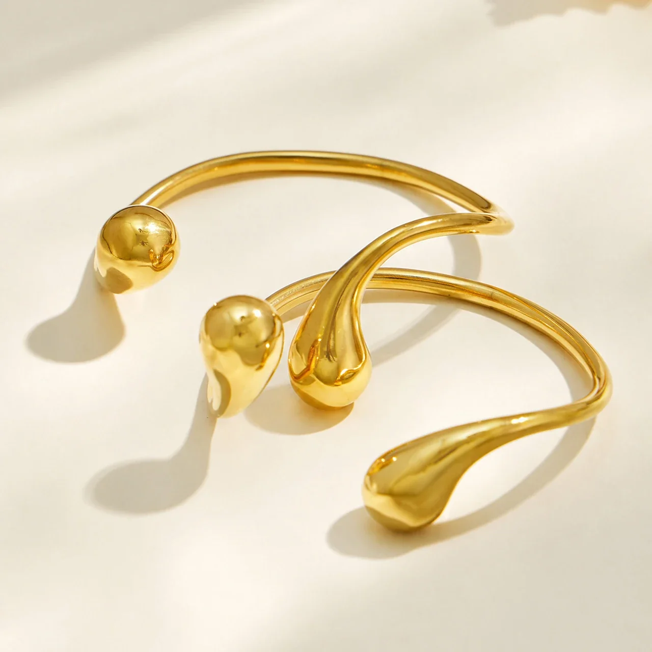 Sculptural Teardrop Gold PVD Stainless Steel Bangle