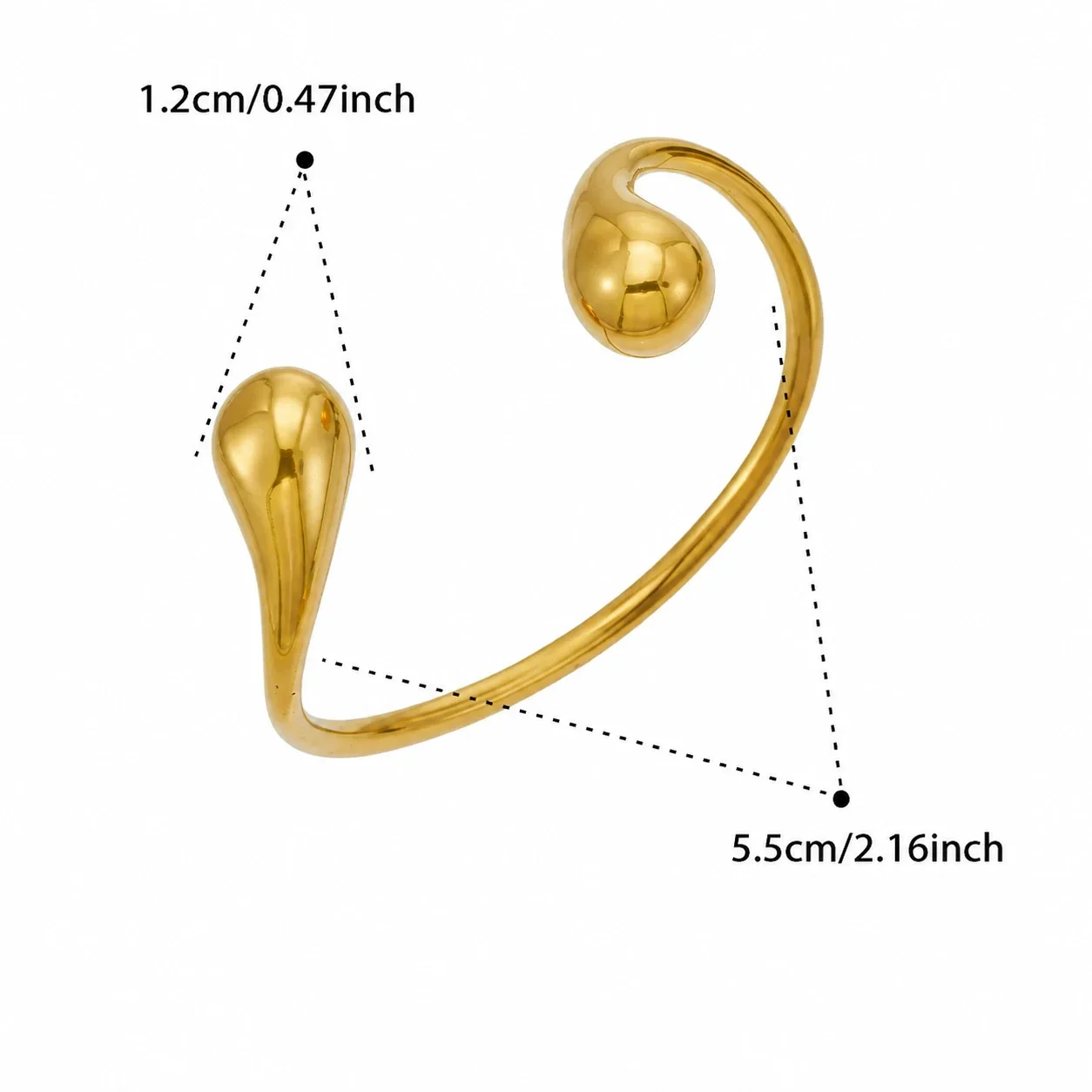 Sculptural Teardrop Gold PVD Stainless Steel Bangle - Gold Teardrop