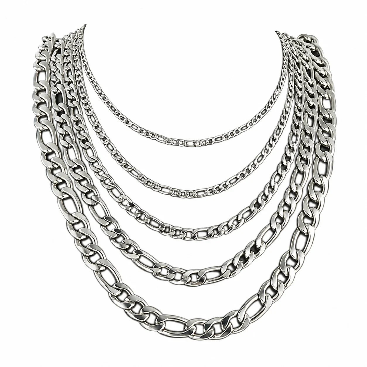 Bold Stainless Steel 18K Gold-Plated Figaro Chain Necklace