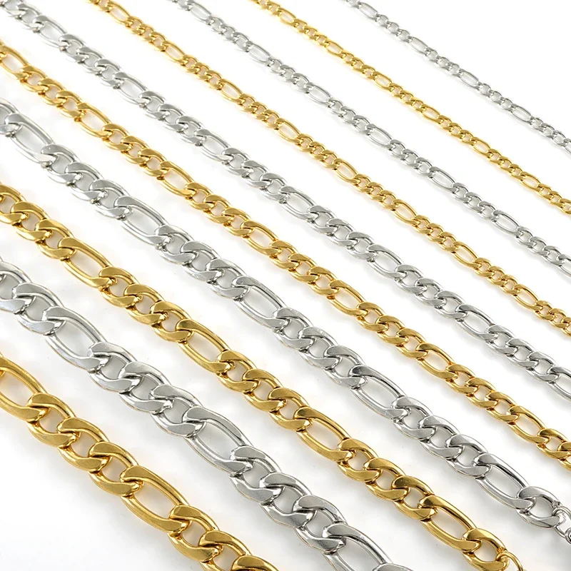 Bold Stainless Steel 18K Gold-Plated Figaro Chain Necklace