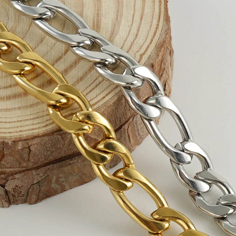 Bold Stainless Steel 18K Gold-Plated Figaro Chain Necklace