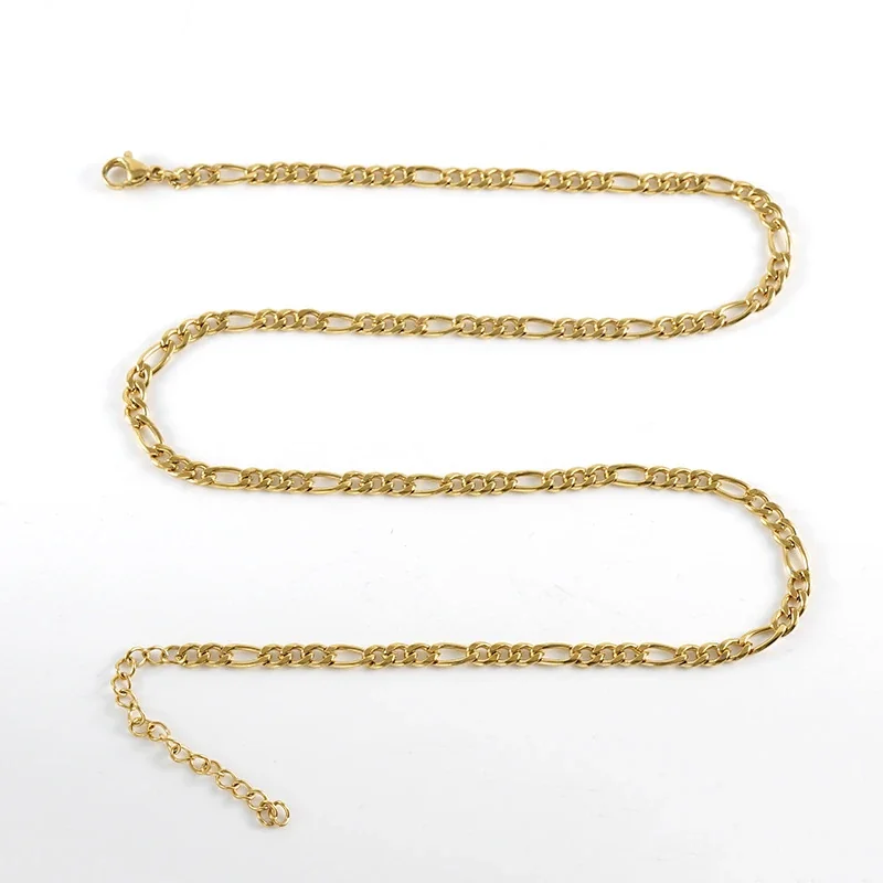 Bold Stainless Steel 18K Gold-Plated Figaro Chain Necklace - 1.0 x 3.7 mm, 45 + 5 cm