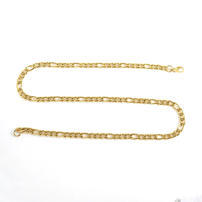 Bold Stainless Steel 18K Gold-Plated Figaro Chain Necklace - 1.4 x 5.2 mm, 50 cm