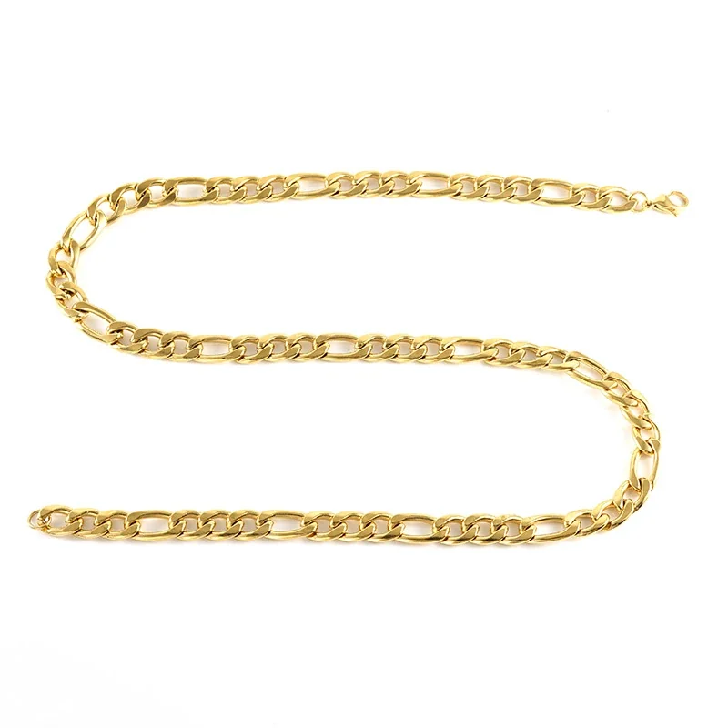 Bold Stainless Steel 18K Gold-Plated Figaro Chain Necklace - 2.5 x 9.5 mm, 60 cm