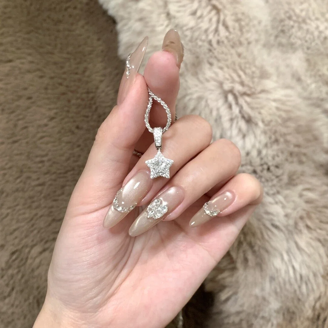 Radiant 925 Sterling Silver Pave Star Pendant Necklace
