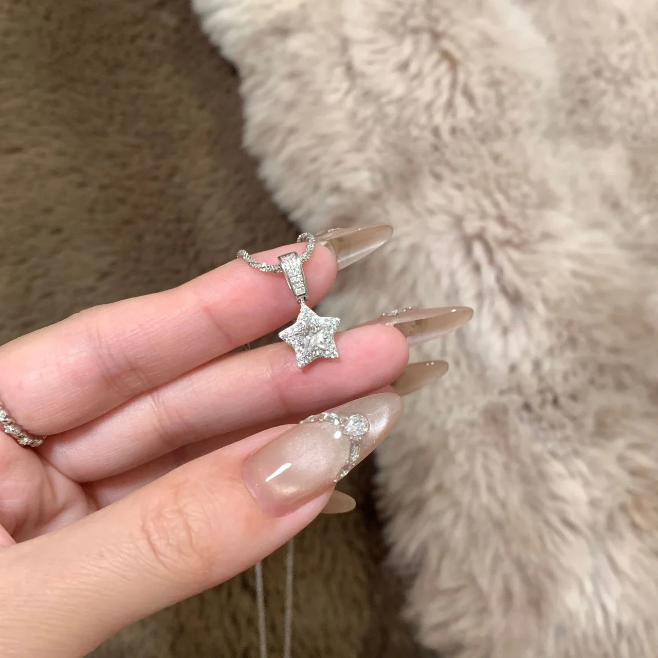 Radiant 925 Sterling Silver Pave Star Pendant Necklace