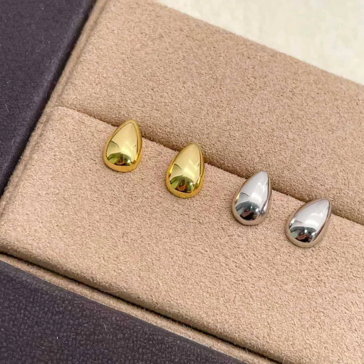 Polished Teardrop Dome 925 Sterling Silver Stud Earrings
