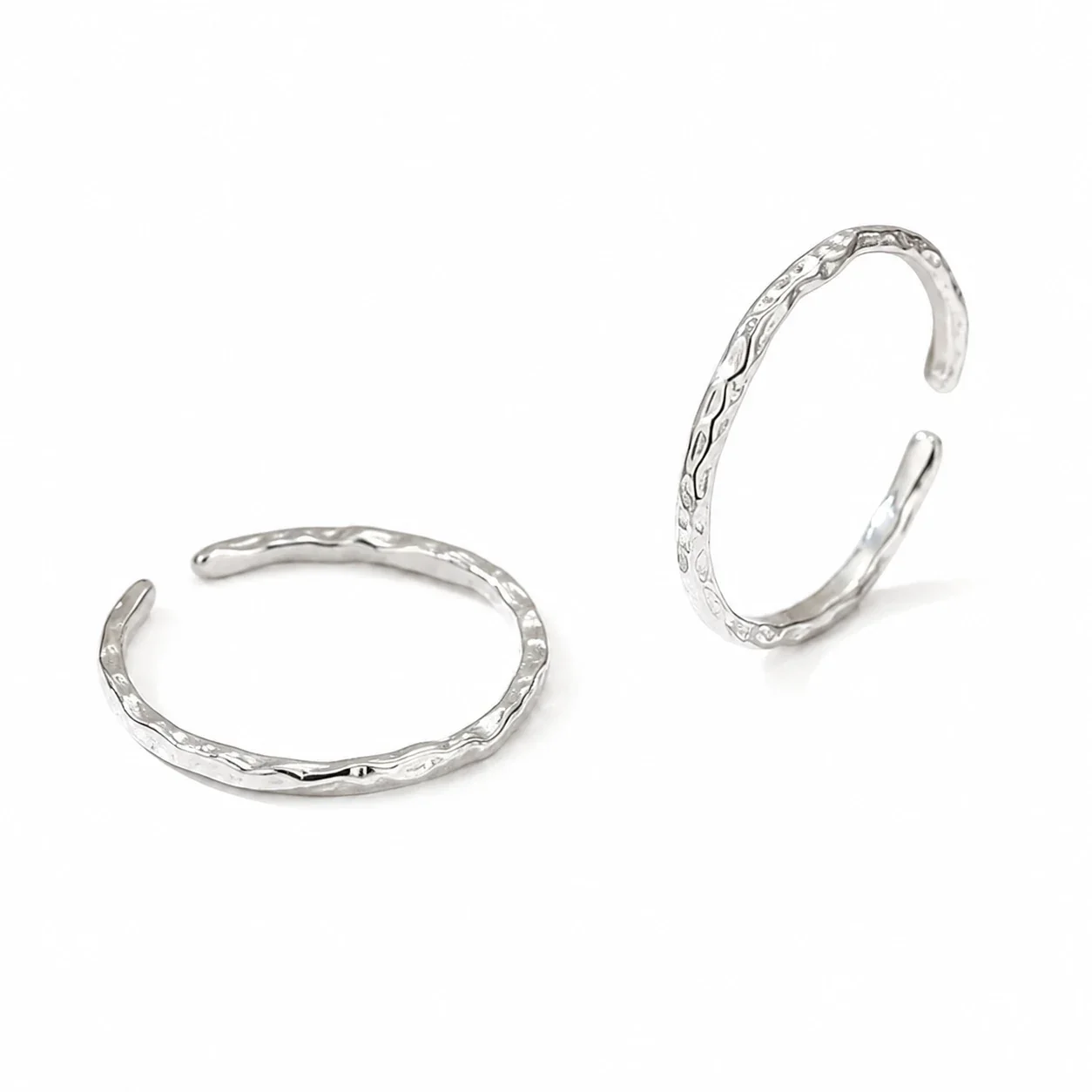 Irregular Hammered 925 Sterling Silver Open Ring