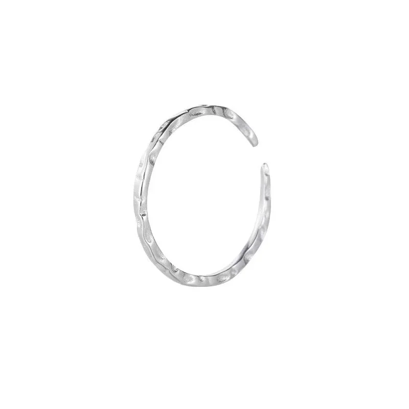 Irregular Hammered 925 Sterling Silver Open Ring