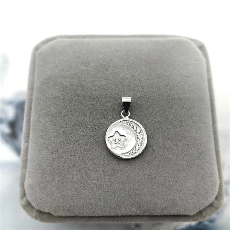 Celestial 925 Sterling Silver CZ Crescent Star Pendant - Only