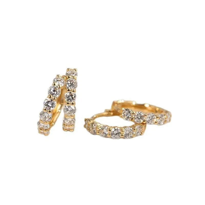 Sparkling 18K Gold-Plated Round Prong-Set Hoop Earrings