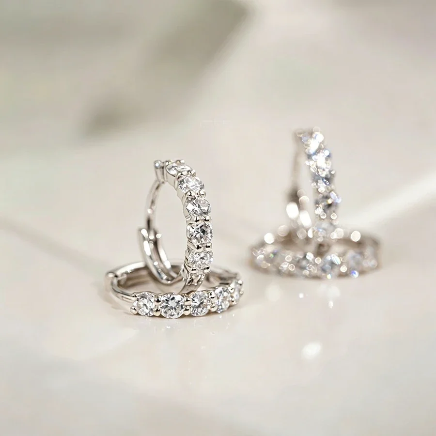 Sparkling 18K Gold-Plated Round Prong-Set Hoop Earrings