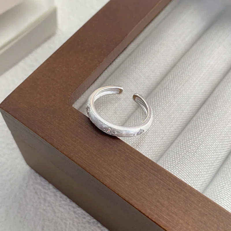 Celestial Brushed 925 Sterling Silver Star Open Ring