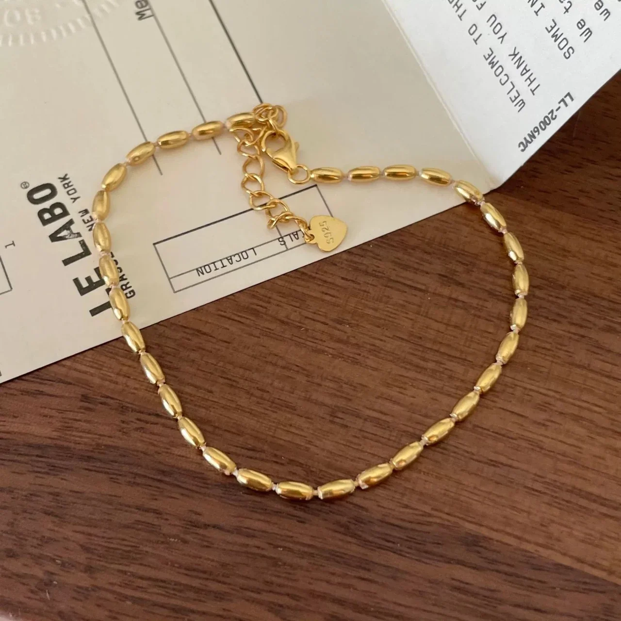Sleek 925 Sterling Silver Oval Bead Chain Bracelet
