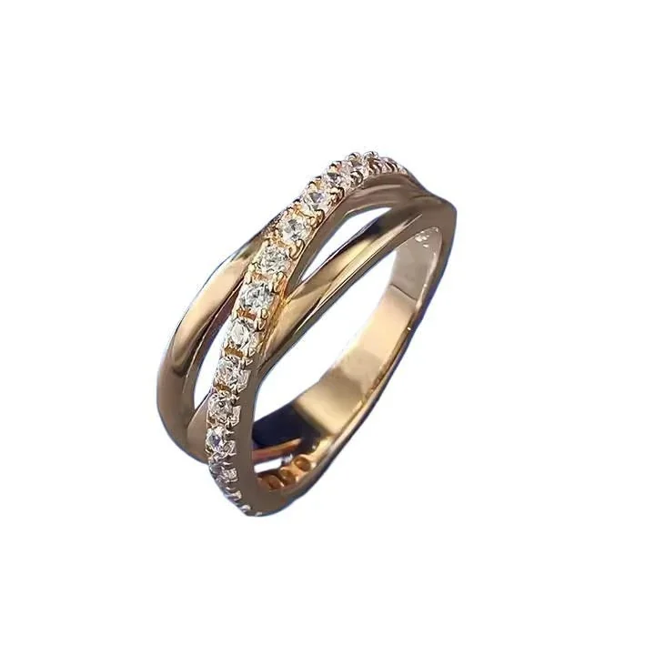 Crossover 925 Sterling Silver Pavé CZ Split Band Ring