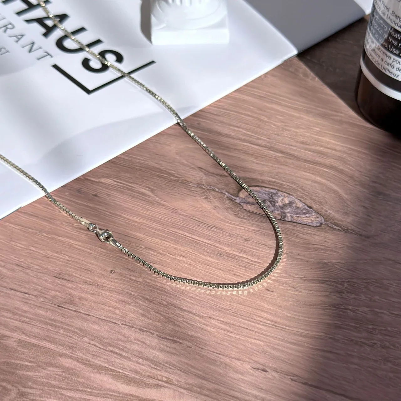 Sleek Slim Box-Link 925 Sterling Silver Chain Necklace