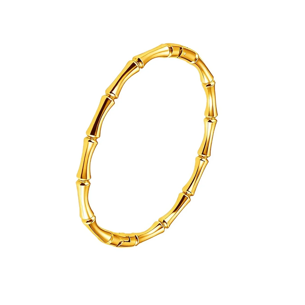 Sculptural Gold-Tone Bamboo Segment Stainless Steel Bangle