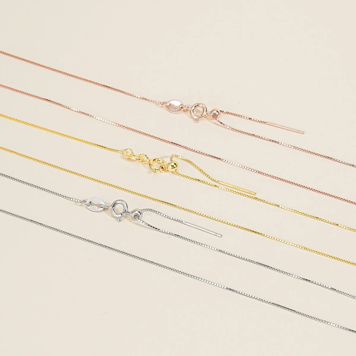 Adjustable Box & Cable 925 Sterling Silver Slider Necklace