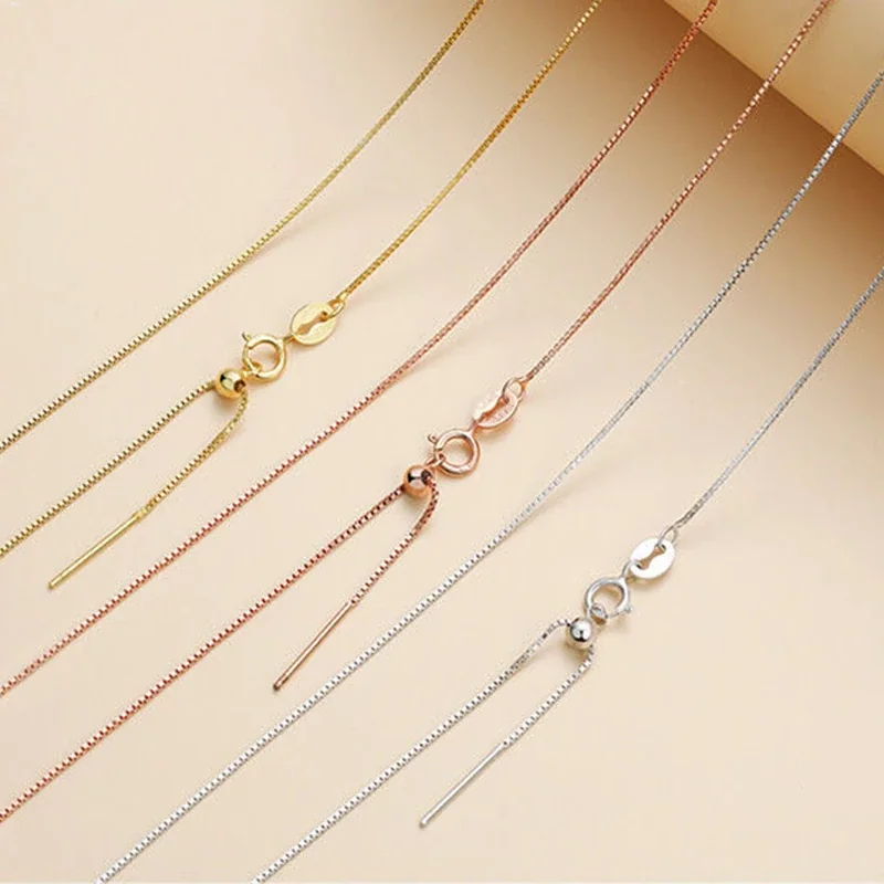 Adjustable Box & Cable 925 Sterling Silver Slider Necklace