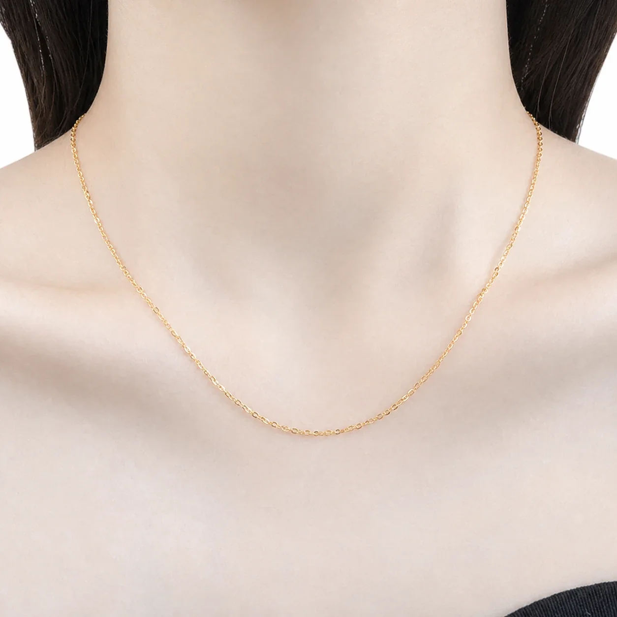 Adjustable Box & Cable 925 Sterling Silver Slider Necklace - Gold Cable