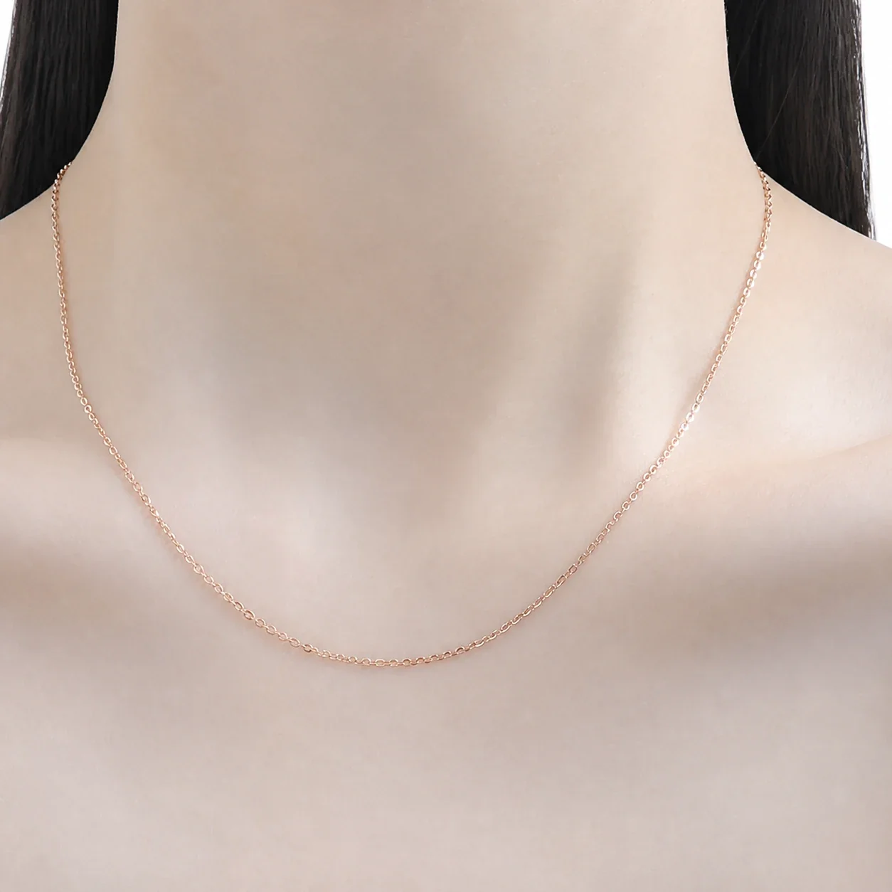 Adjustable Box & Cable 925 Sterling Silver Slider Necklace - Rose Gold Cable