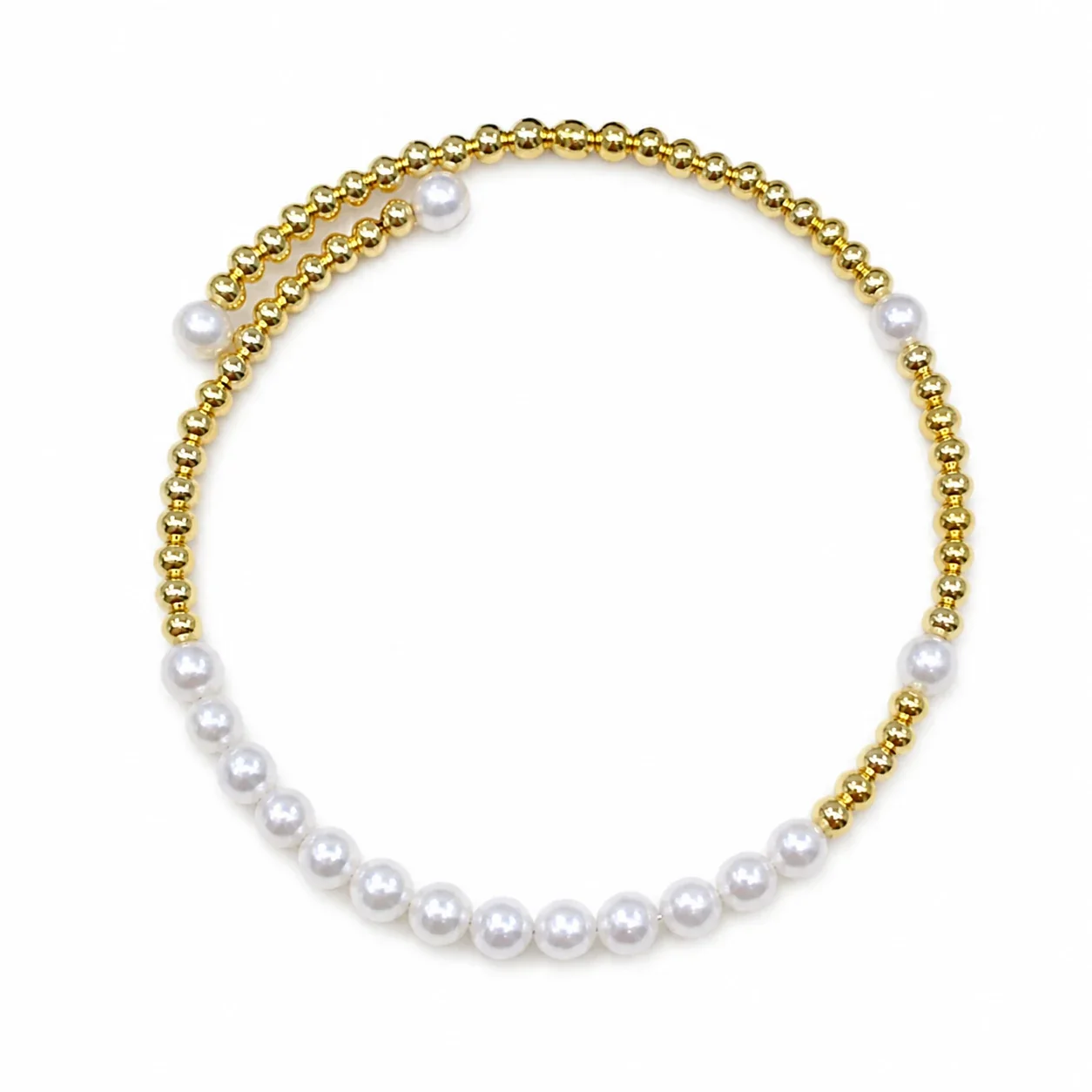 Delicate Gold-Plated Bead Freshwater Pearl Bangle