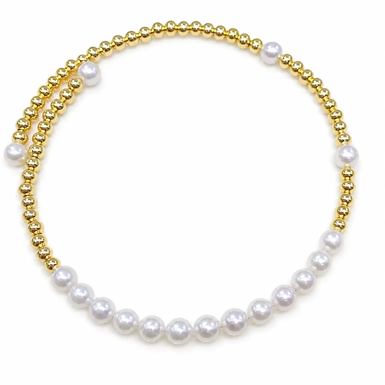 Delicate Gold-Plated Bead Freshwater Pearl Bangle