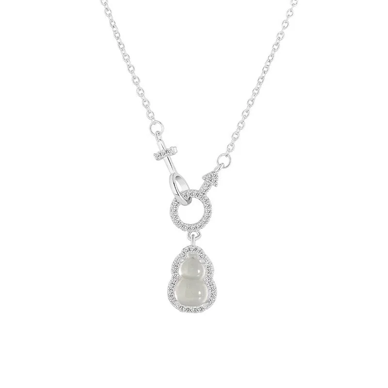 Pavé Gourd Toggle 925 Sterling Silver Pendant Necklace