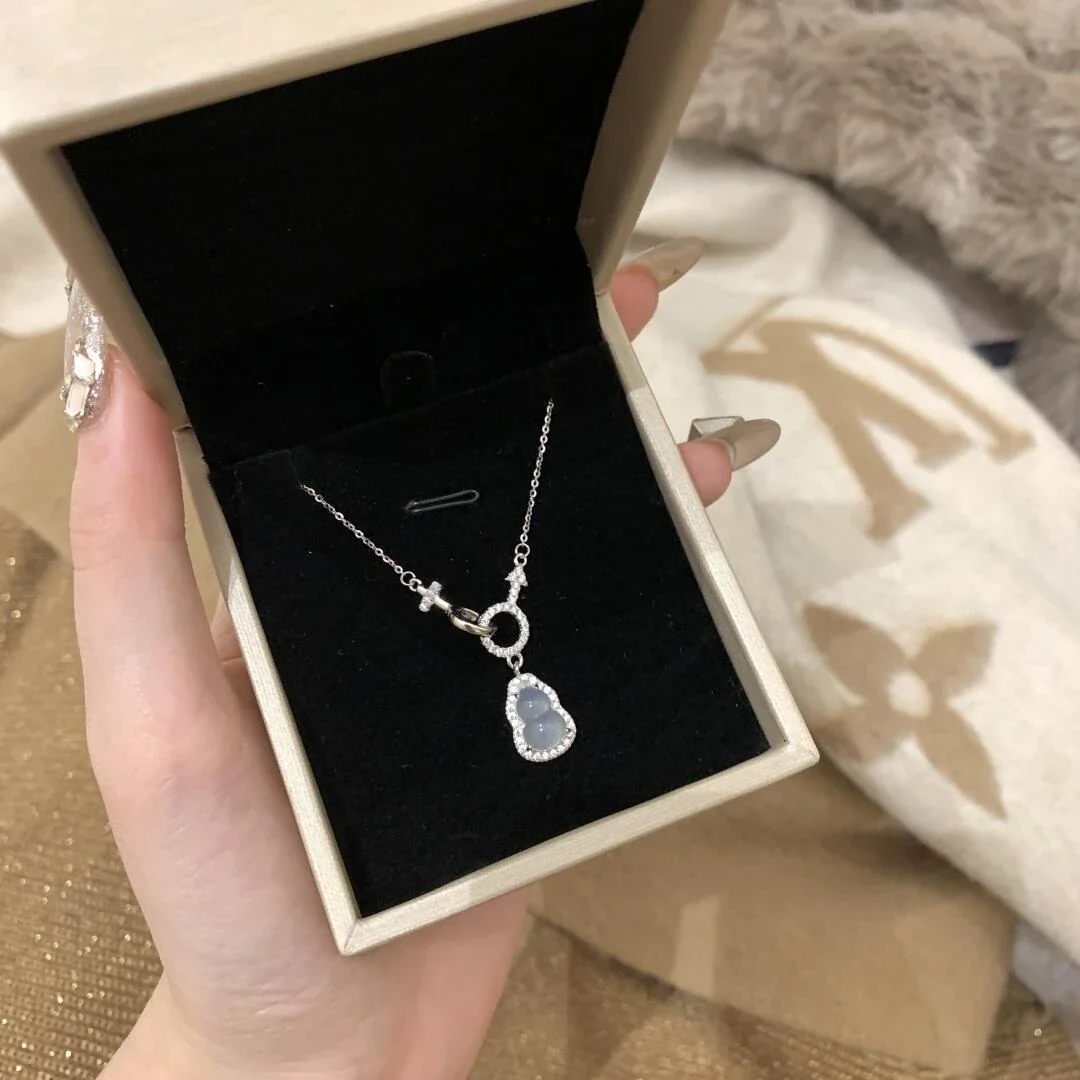 Pavé Gourd Toggle 925 Sterling Silver Pendant Necklace
