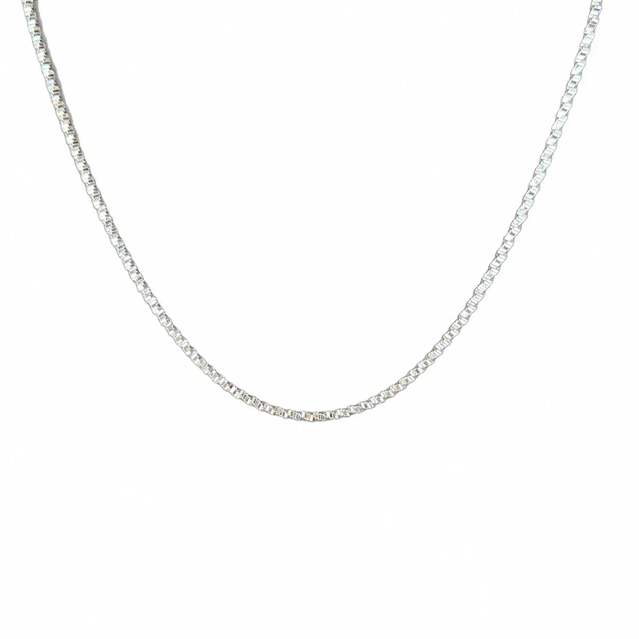 Faceted 925 Sterling Silver Box Link Chain Necklace