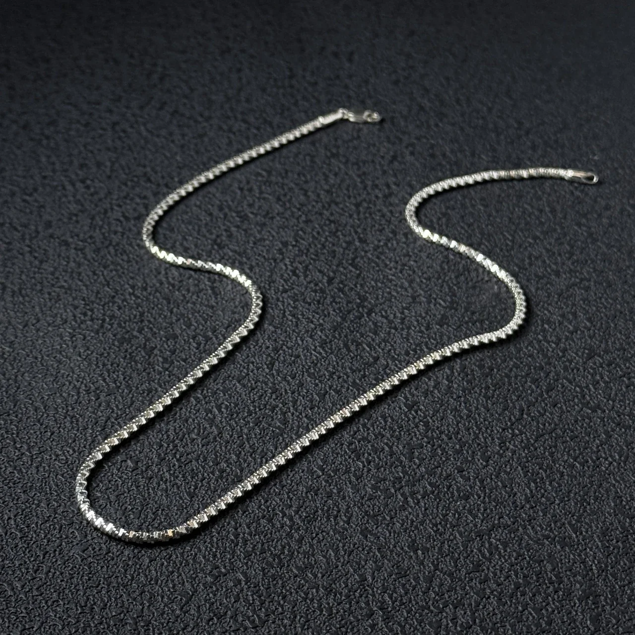 Faceted 925 Sterling Silver Box Link Chain Necklace